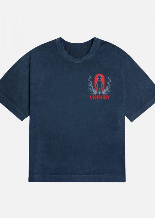 A Scary Boy Red Glow Horror Design T-Shirt