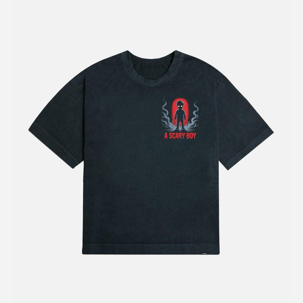 A Scary Boy Red Glow Horror Design T-Shirt - Image 3