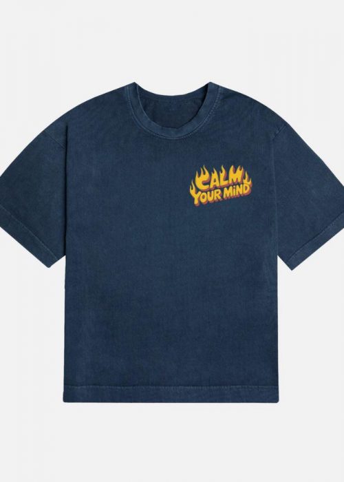 Calm Your Mind Retro Flame Text Design T-Shirt