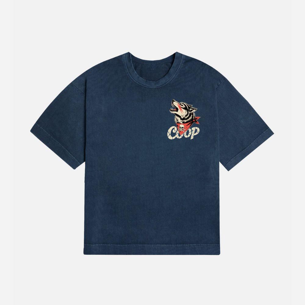 Coop Wolf Howling Retro Style Design T-Shirt