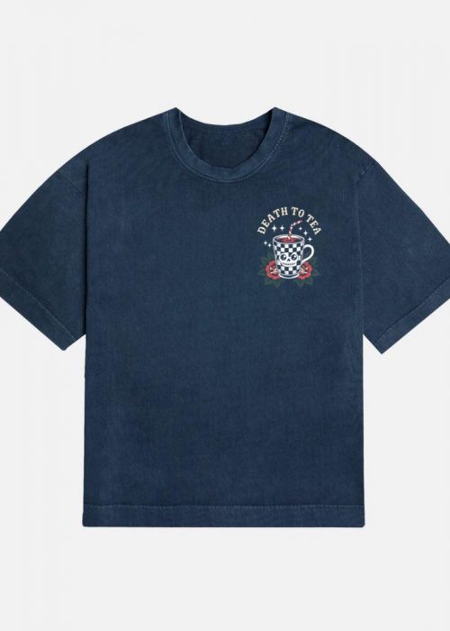 Death to Tea Skull Mug Retro Graphic T-Shirt