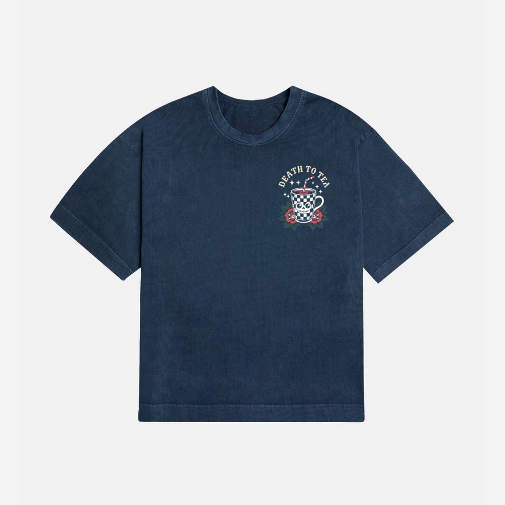 Death to Tea Skull Mug Retro Graphic T-Shirt