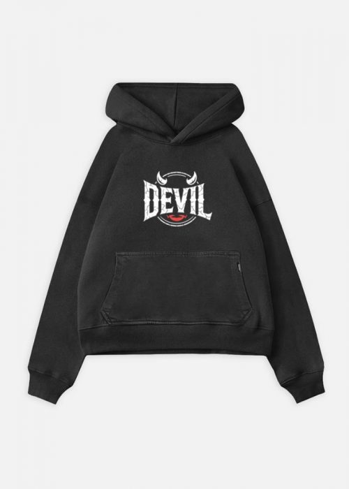 Devil Horns Typography Graphic Hoodie