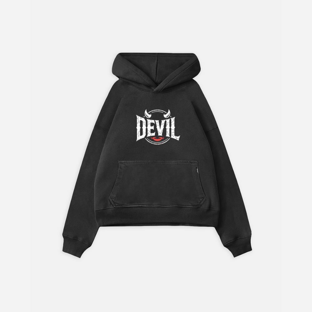 Devil Horns Typography Graphic Hoodie