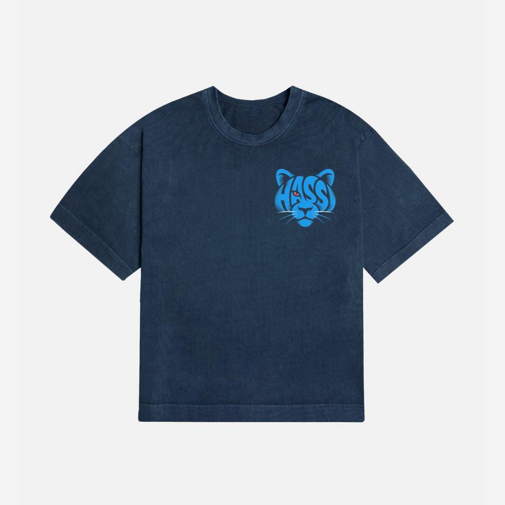 Hass Blue Panther Retro Animal Graphic T-Shirt