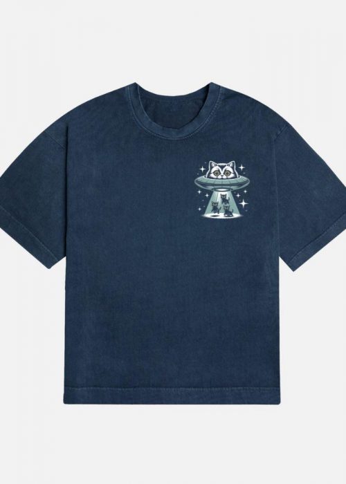 UFO Cat Abduction Funny Alien Graphic T-Shirt