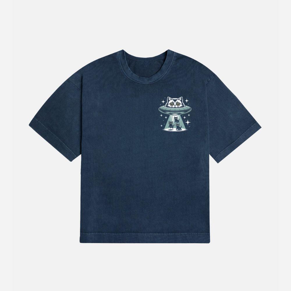 UFO Cat Abduction Funny Alien Graphic T-Shirt